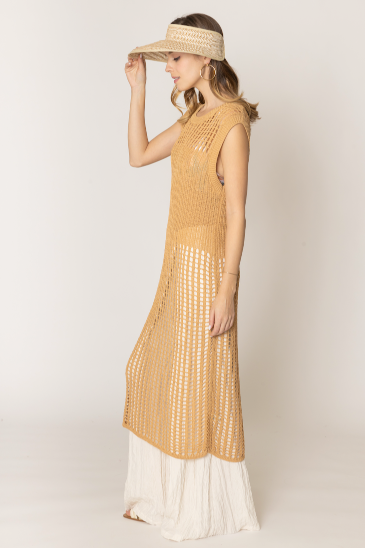 Chest Blocked Crochet Long Dress