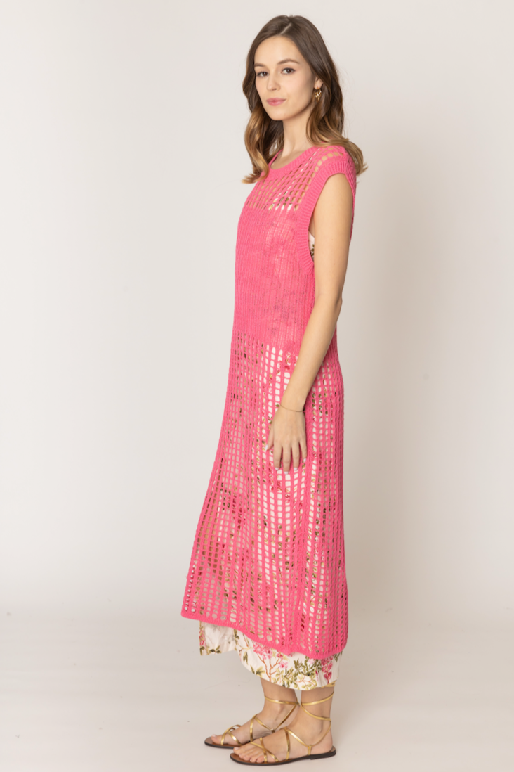 Chest Blocked Crochet Long Dress