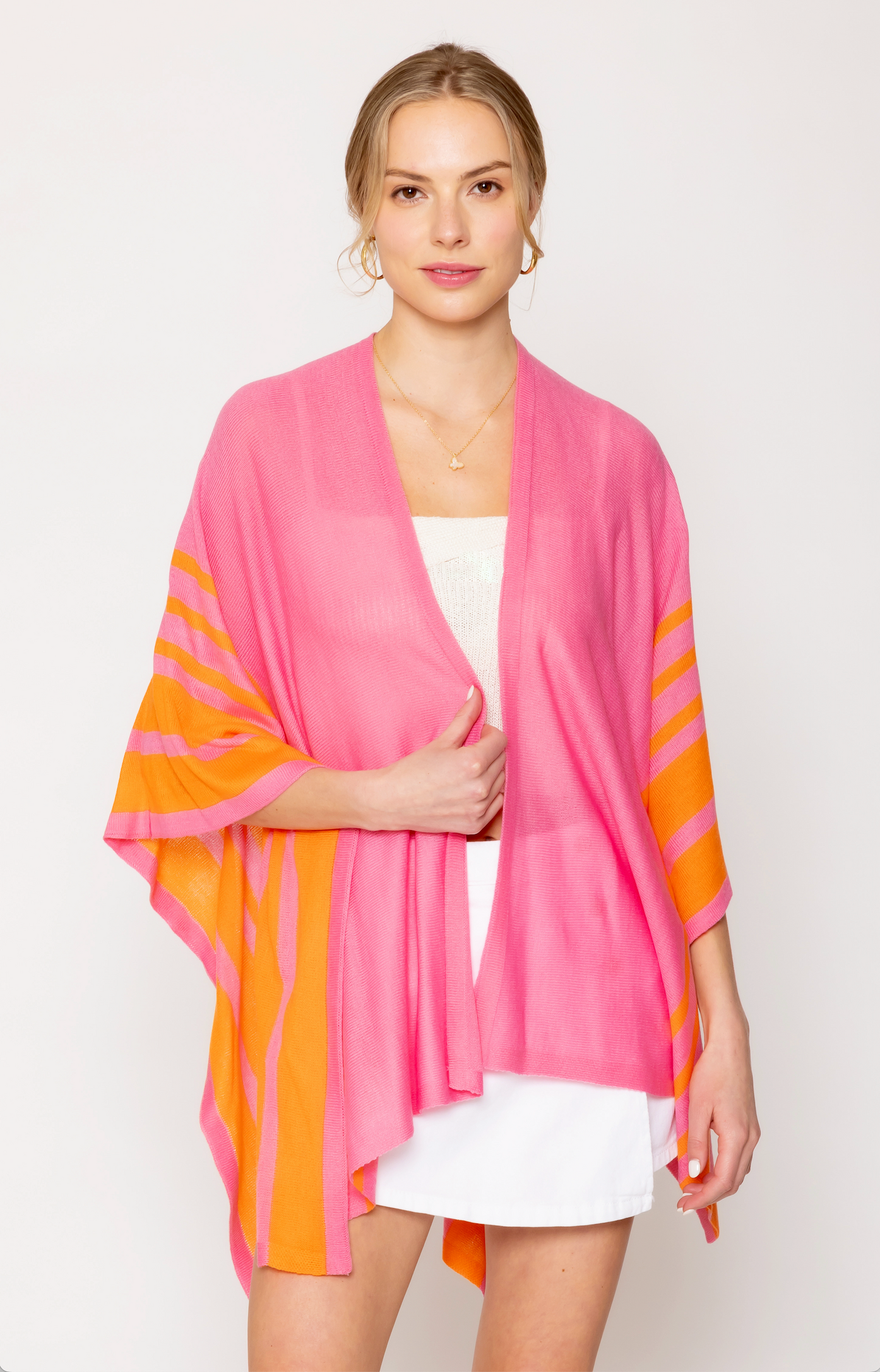 Two Tone Border Ruana