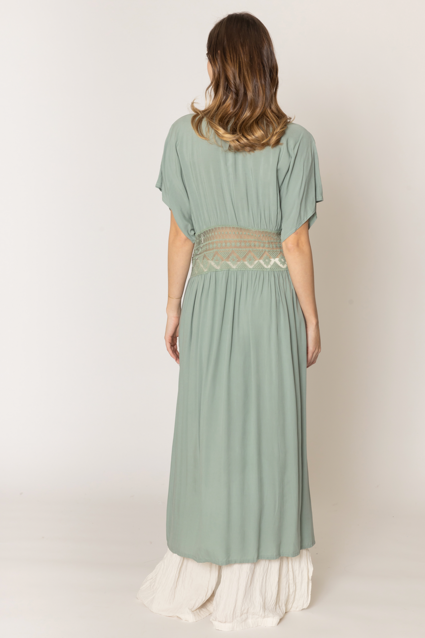 Lace Trim Long Cardigan