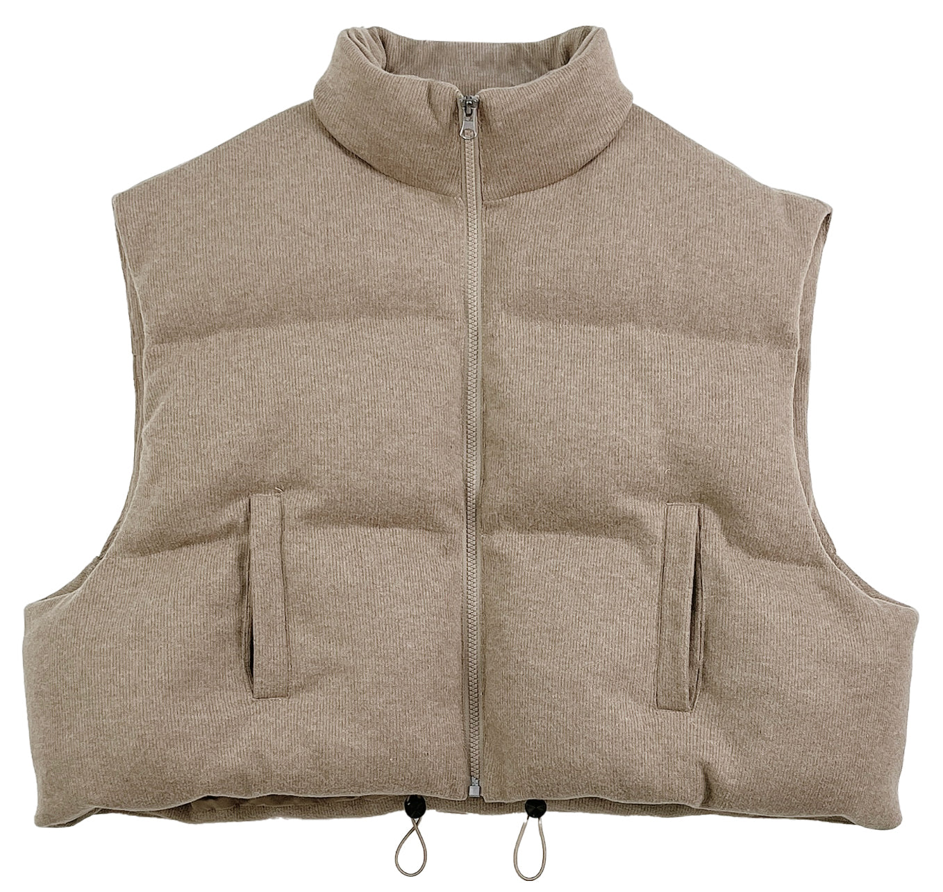 Knit Padded Vest: Beige