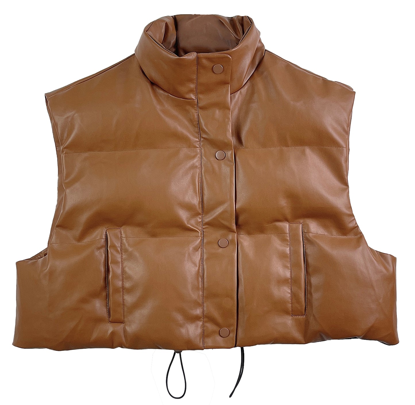 Faux Leather Vest: Camel