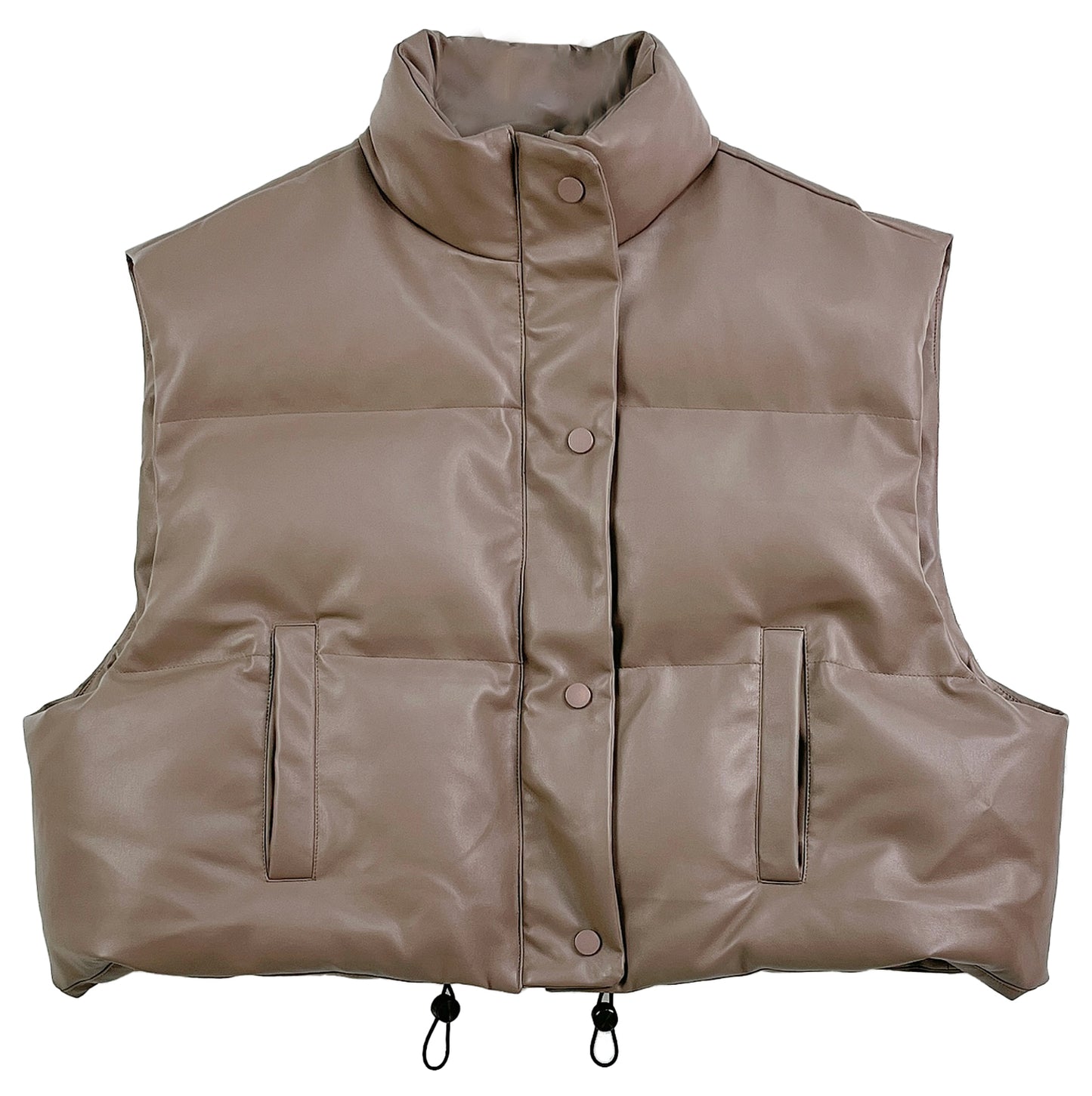 Faux Leather Vest: Light Brown