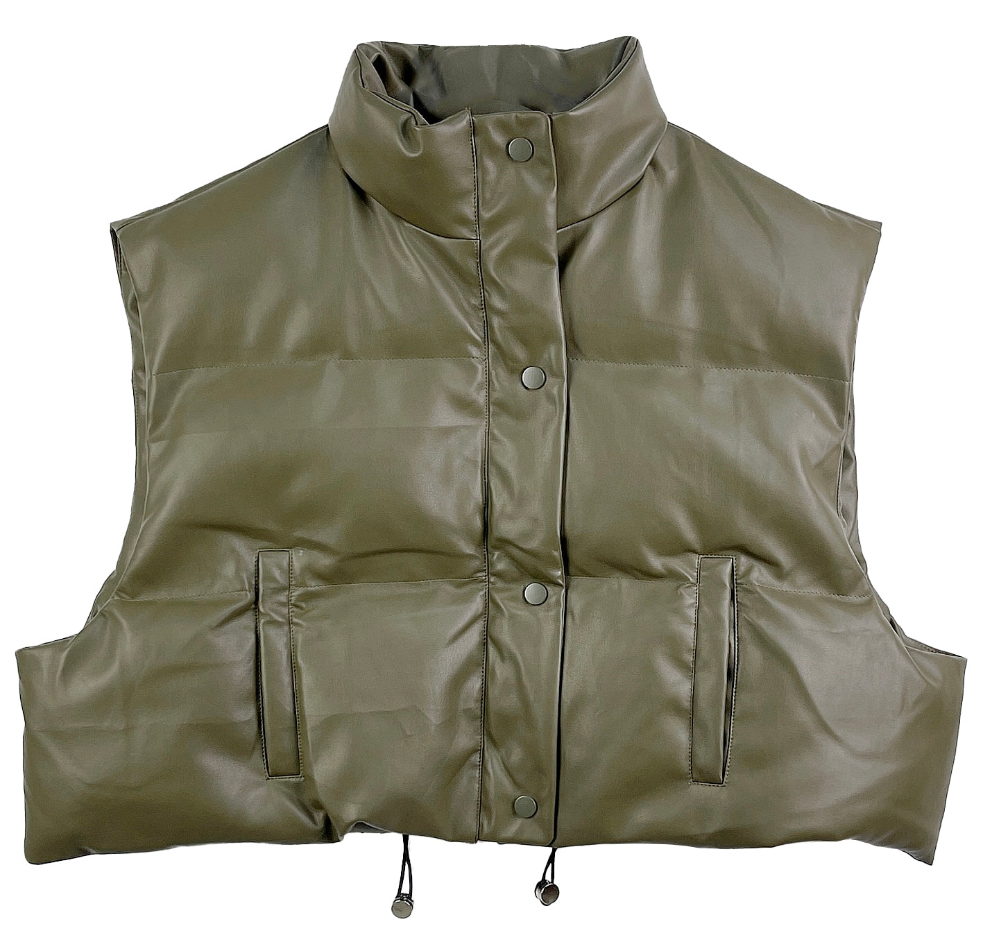 Faux Leather Vest: Olive