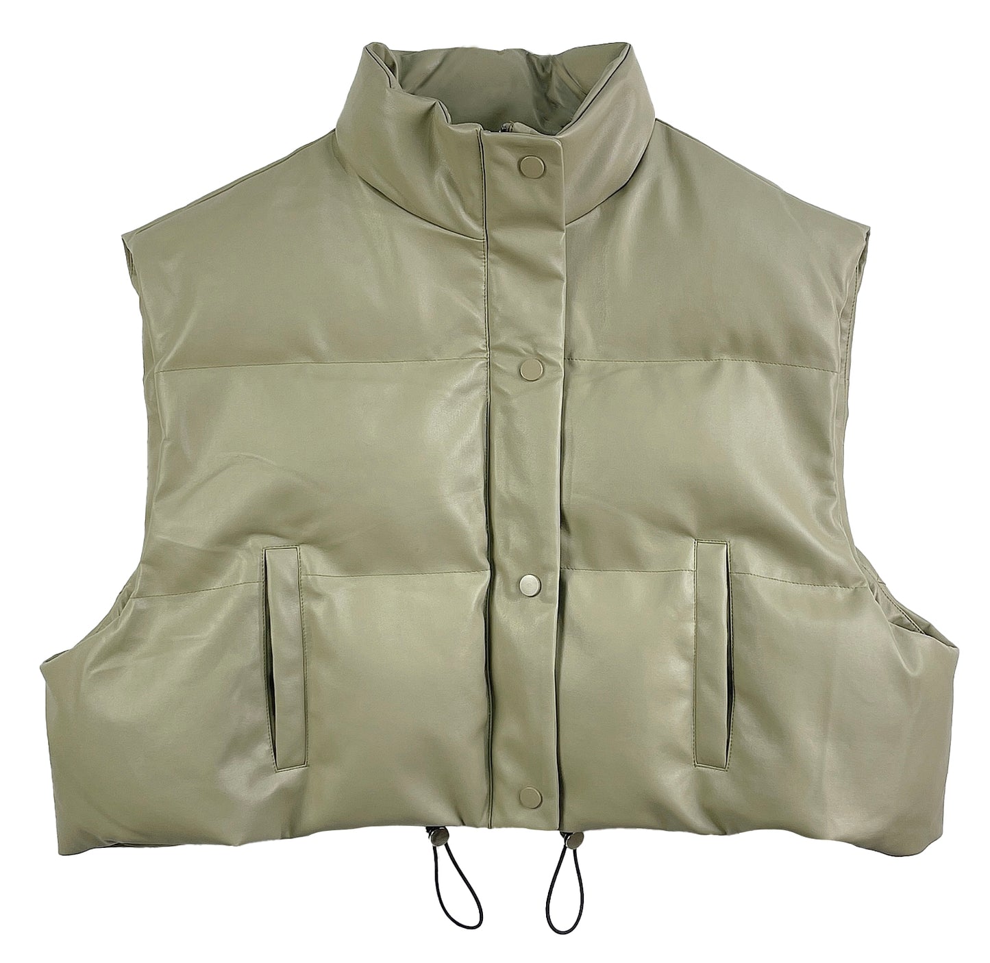 Faux Leather Vest: Sage