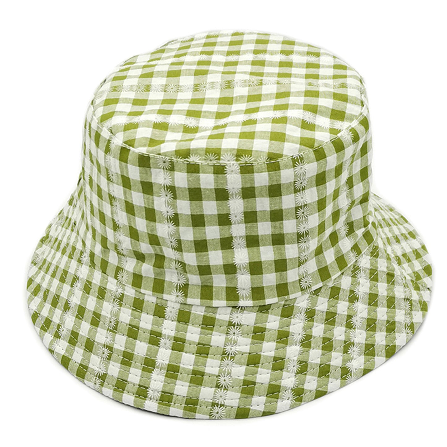 Flower Stripe Gingham Bucket Hat