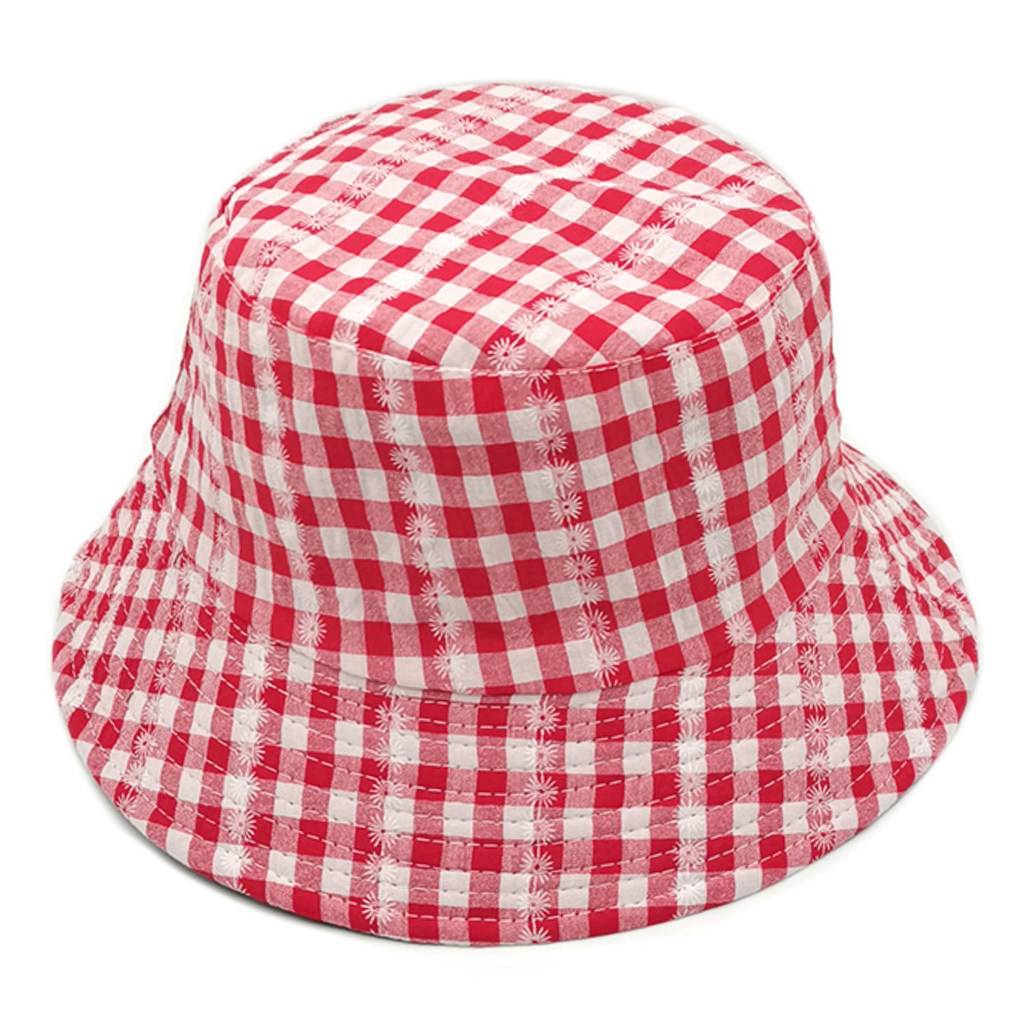 Flower Stripe Gingham Bucket Hat