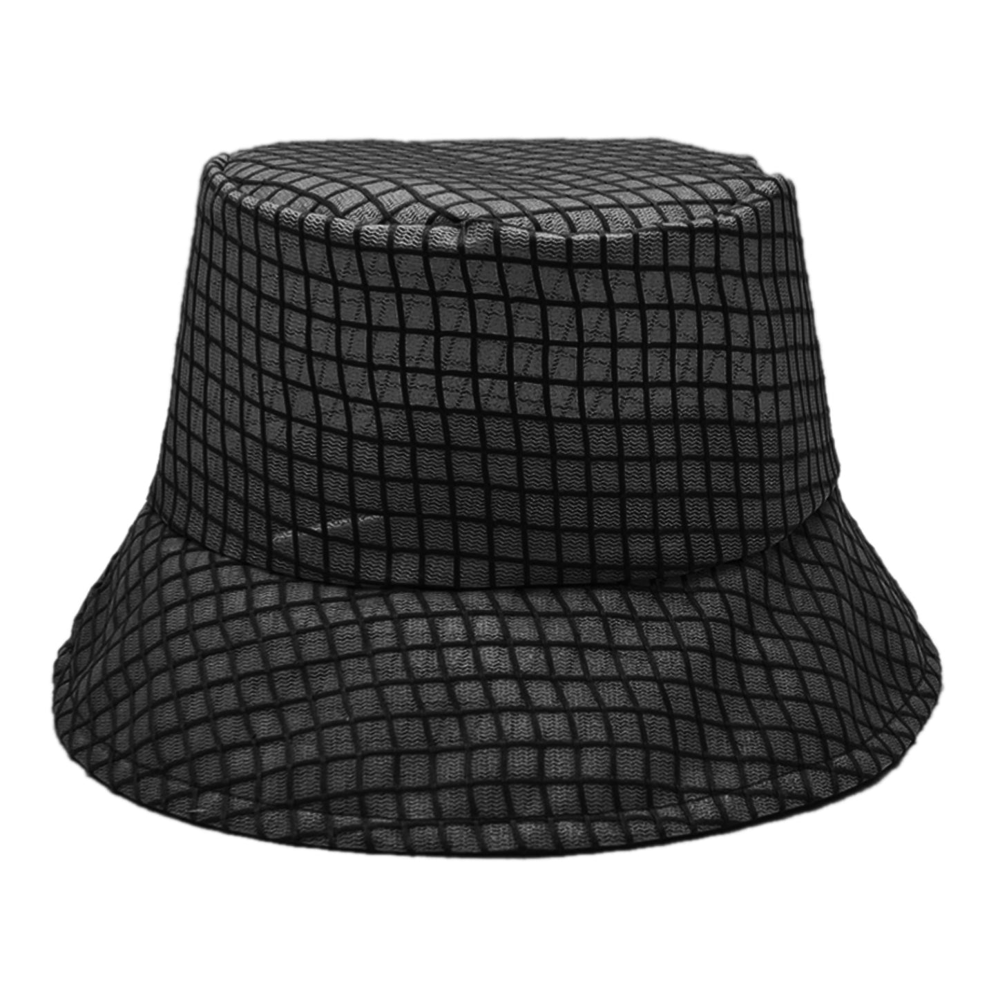 Grid Patterned Tulle Mesh Bucket Hat