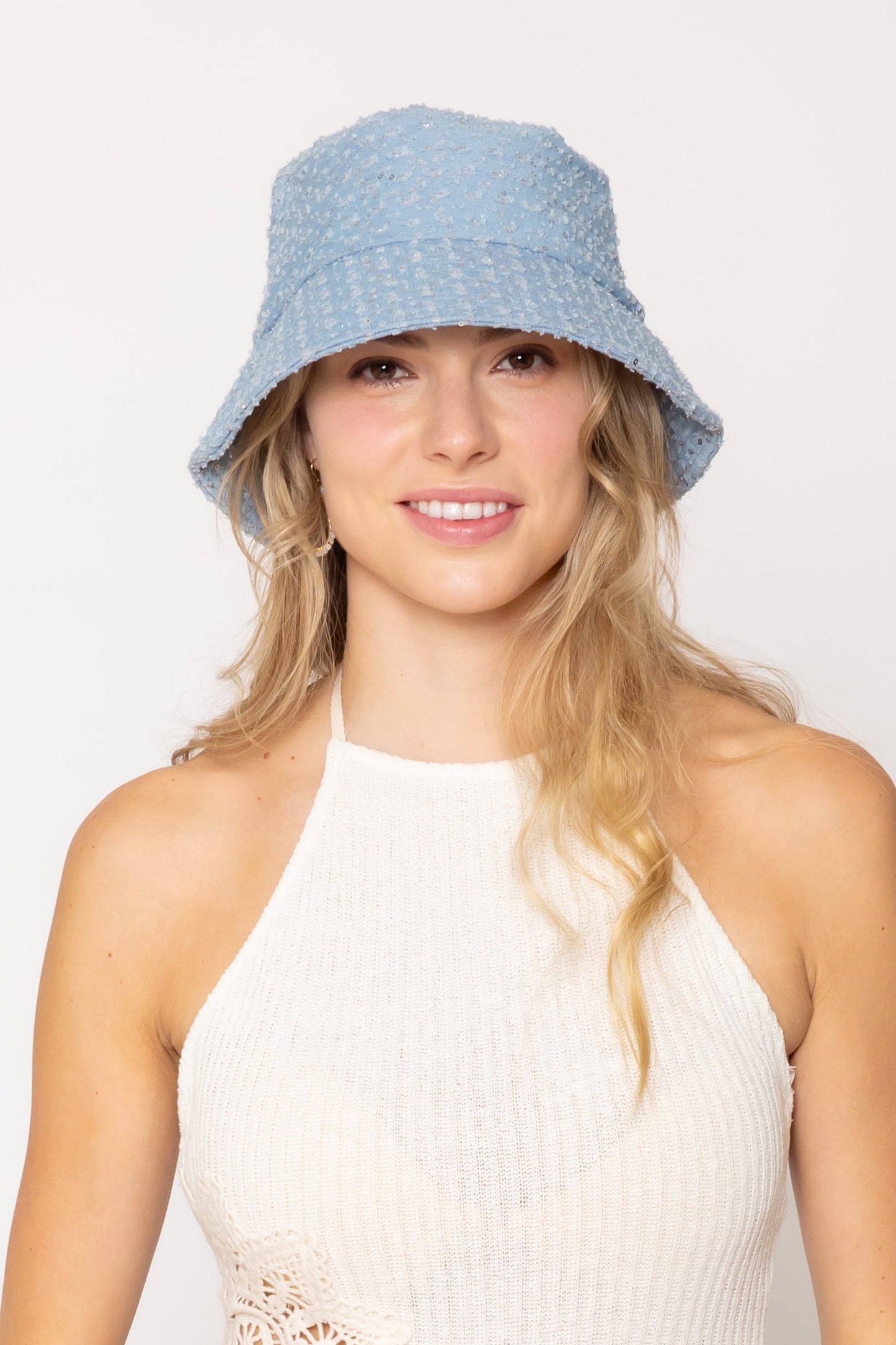 Stone Distressed Denim Bucket Hat