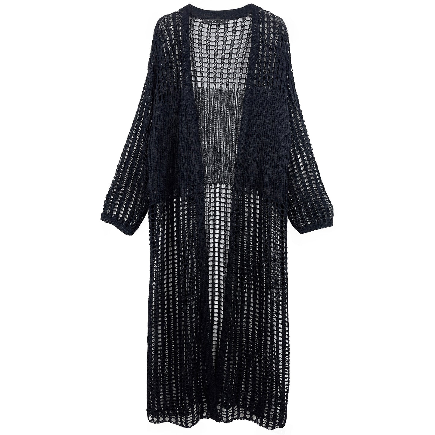 Chest Blocked Crochet Long Cardigan