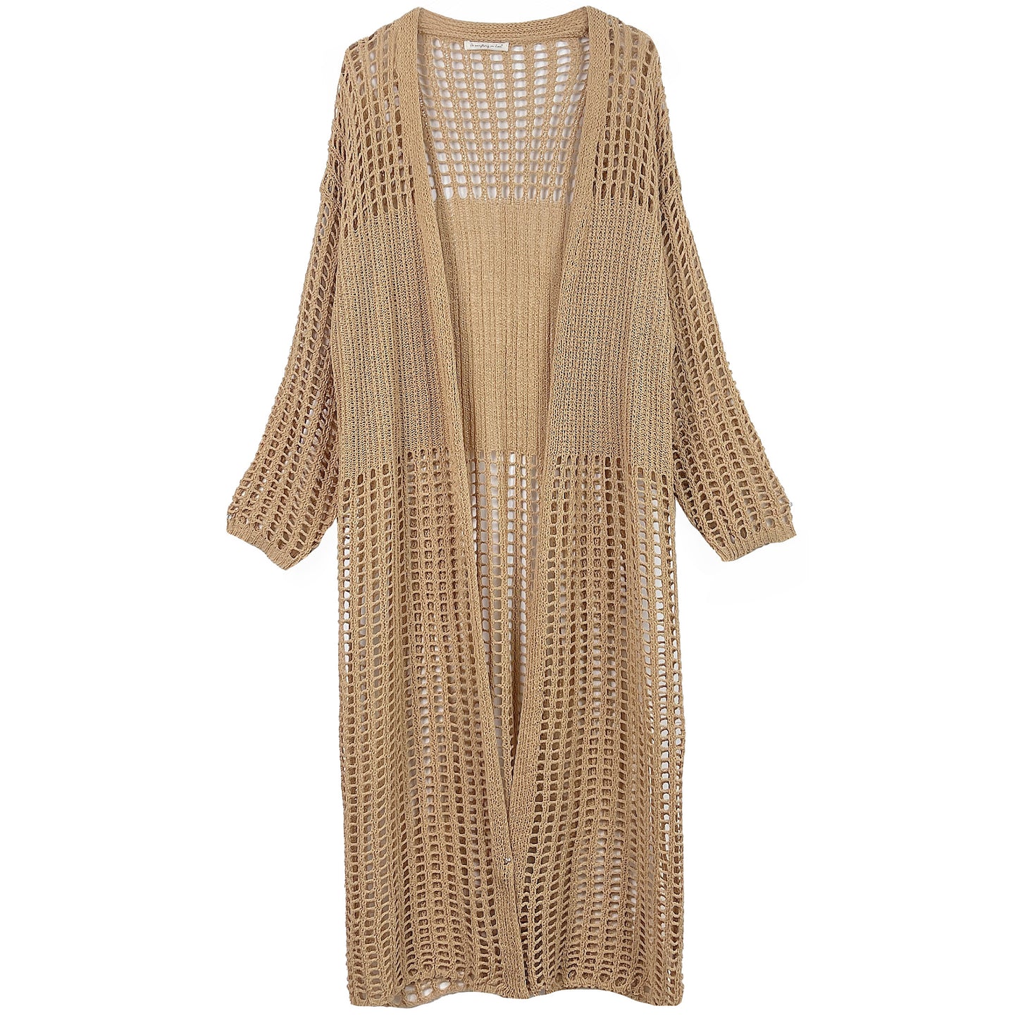 Chest Blocked Crochet Long Cardigan