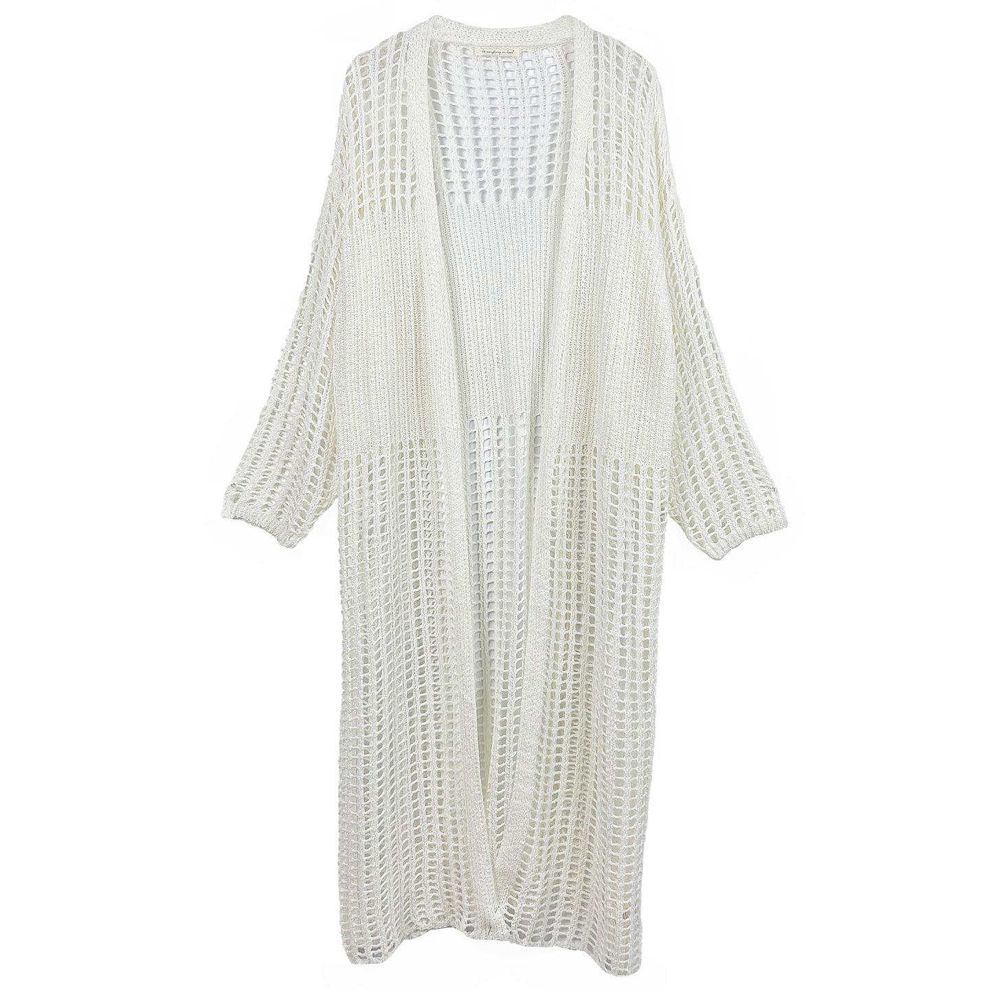 Chest Blocked Crochet Long Cardigan