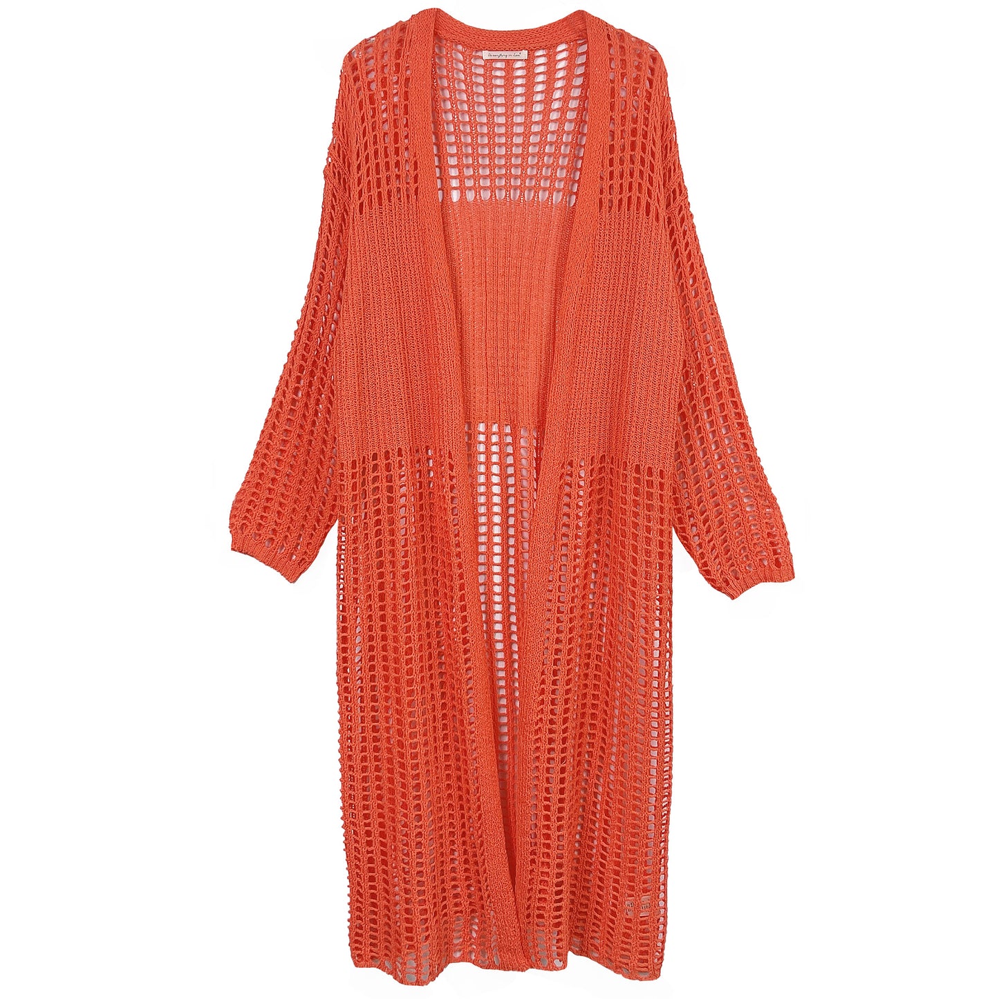 Chest Blocked Crochet Long Cardigan