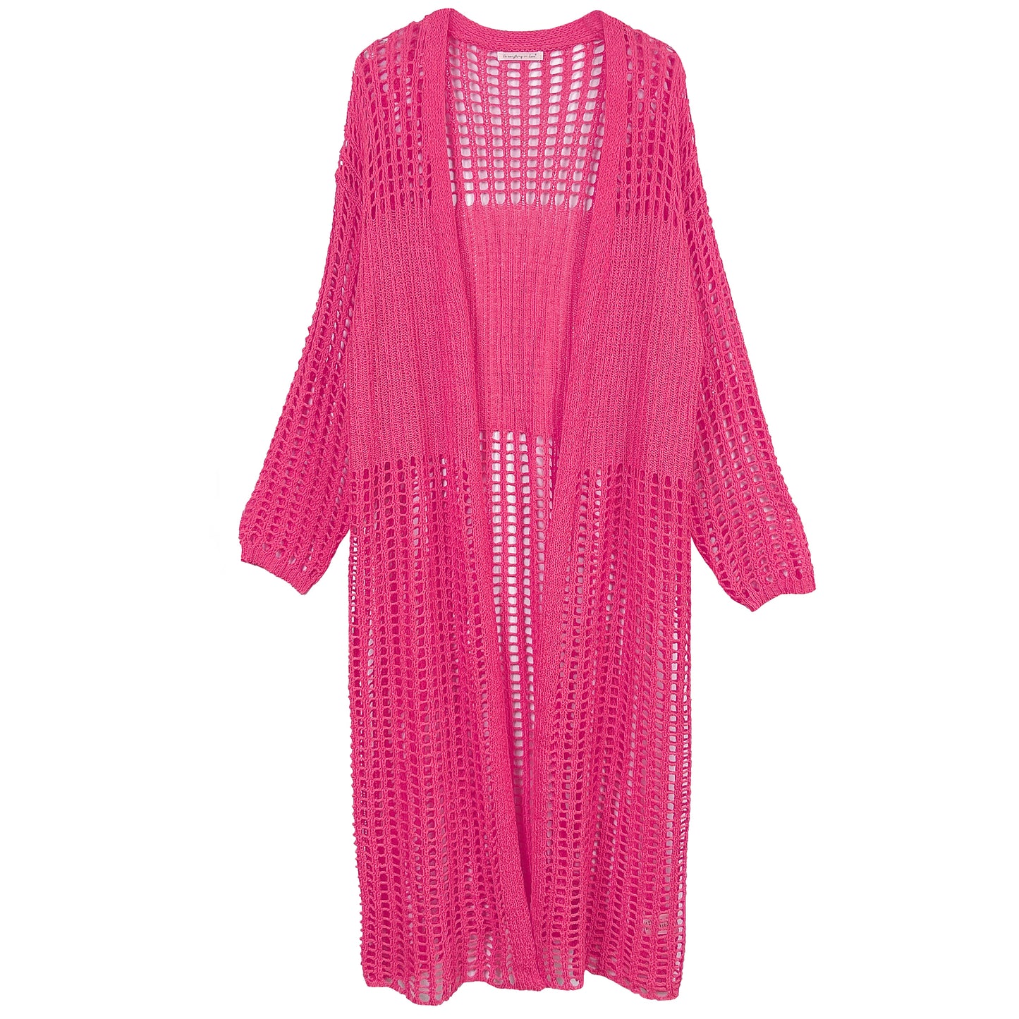 Chest Blocked Crochet Long Cardigan