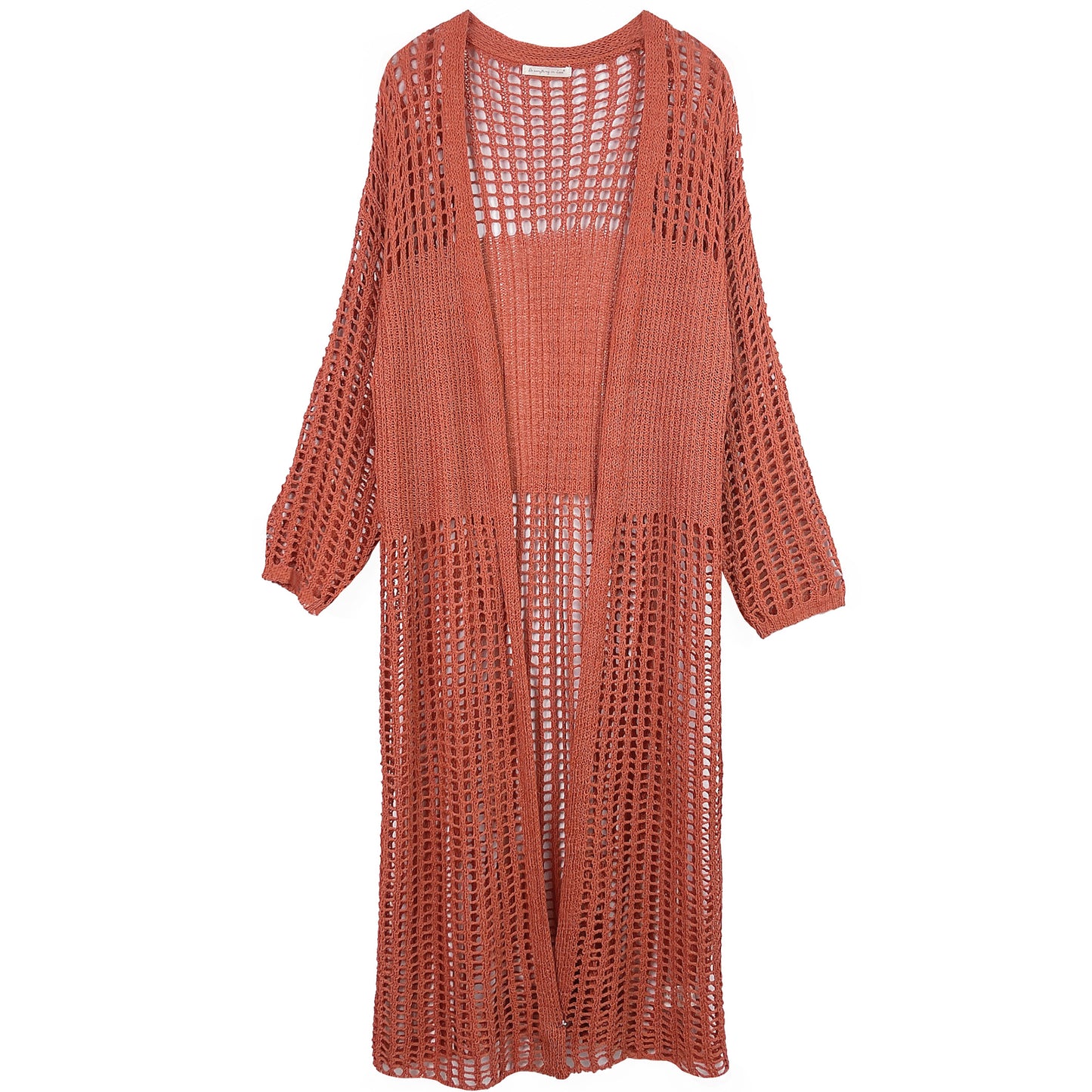 Chest Blocked Crochet Long Cardigan