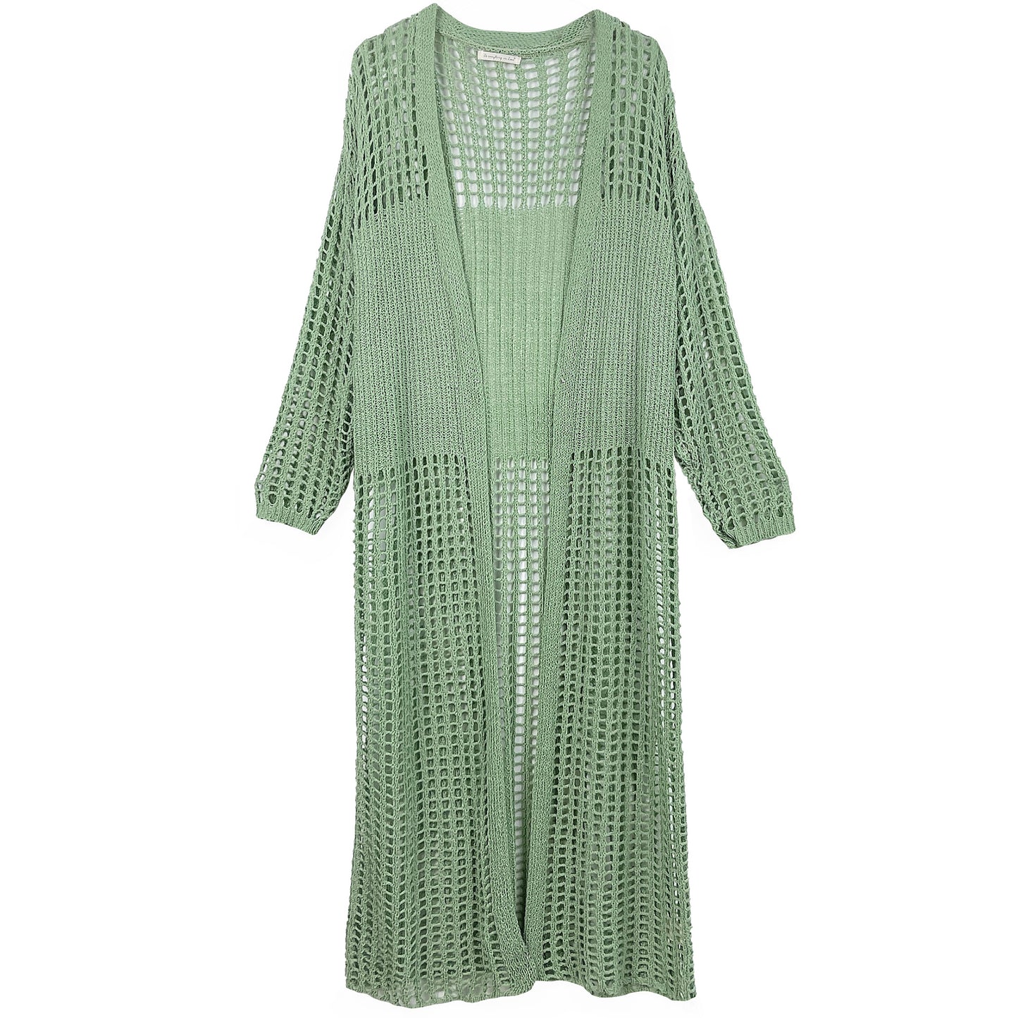 Chest Blocked Crochet Long Cardigan