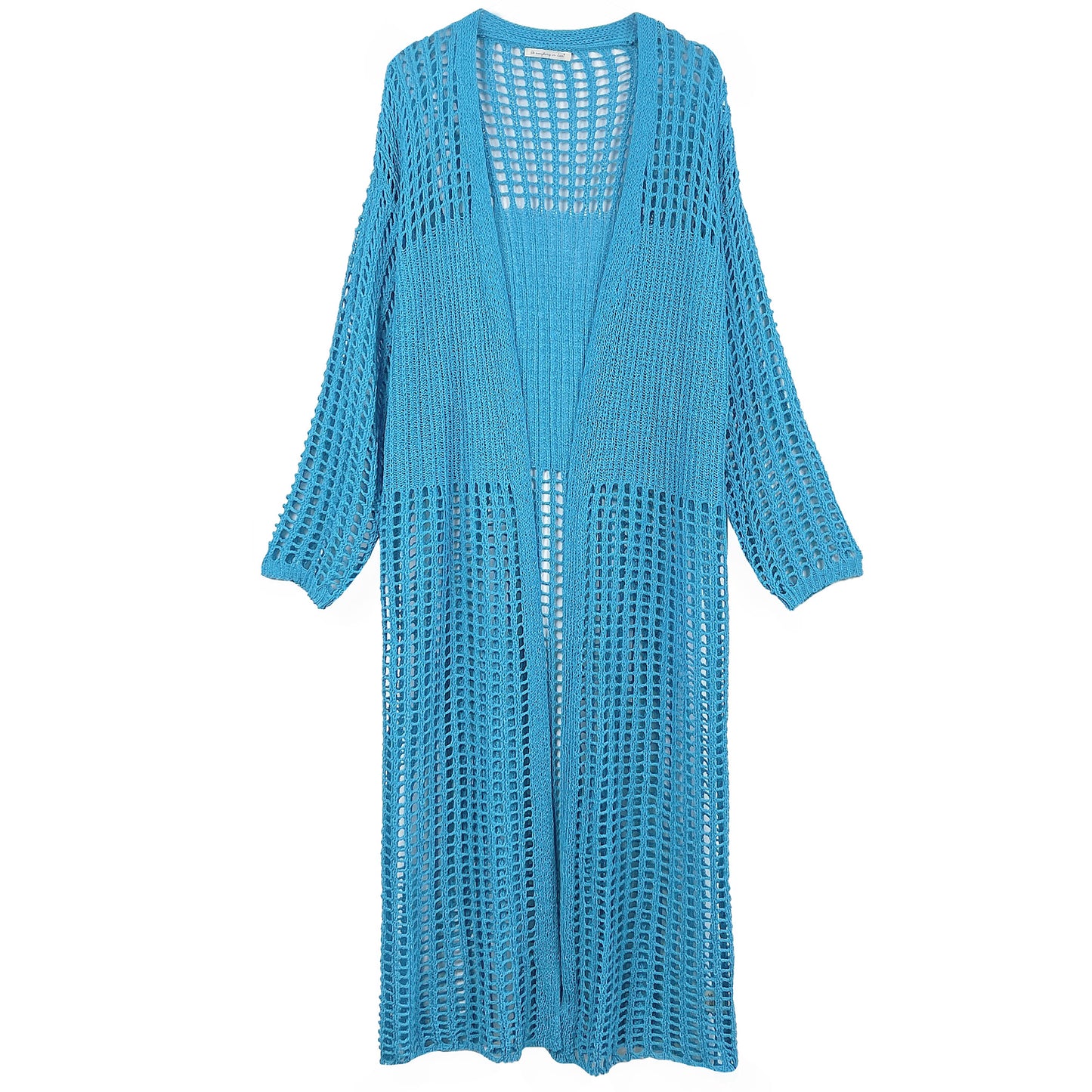 Chest Blocked Crochet Long Cardigan
