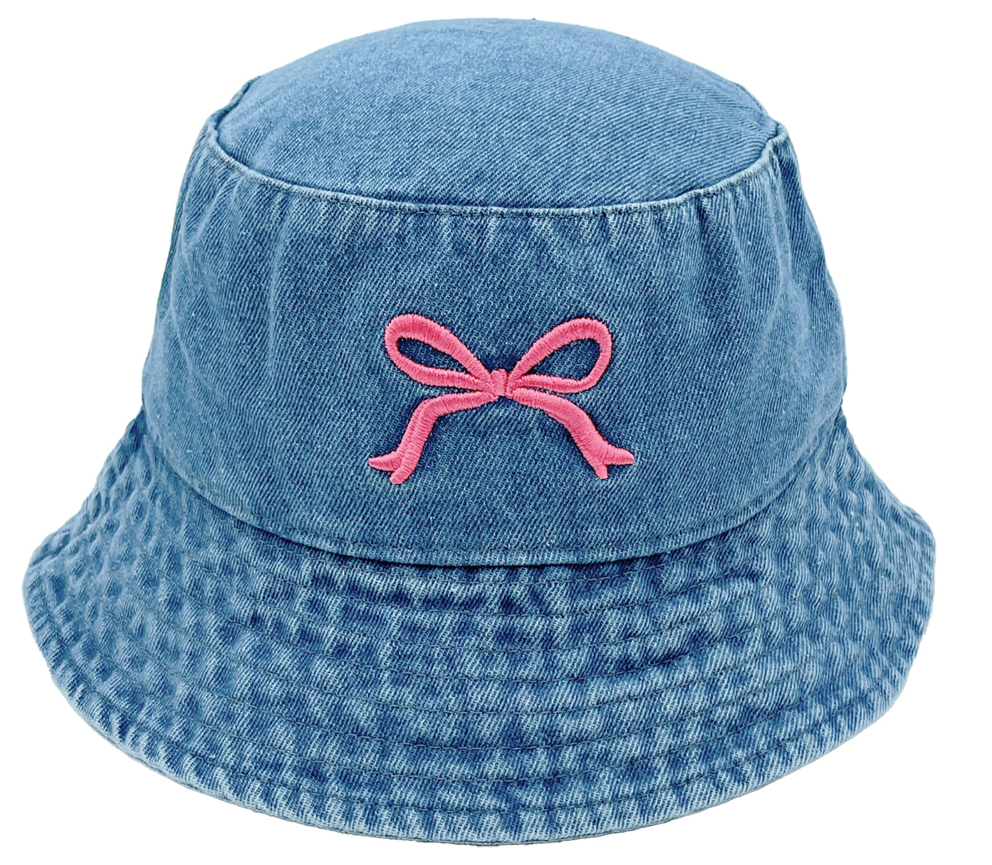 Embroidered  Bow Denim Bucket Hat