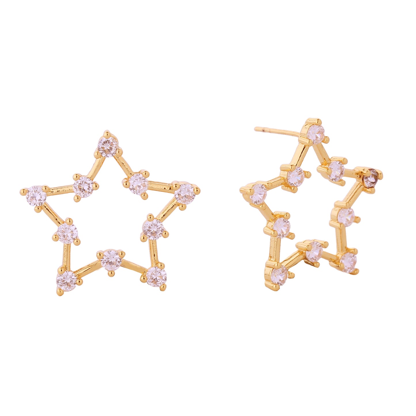 14K Gold/White Gold Dipped Open Star Post Earrings