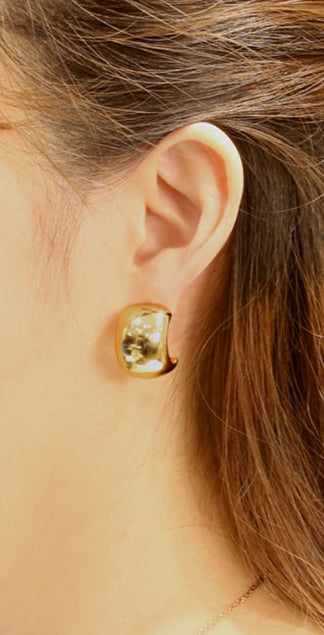 14K Gold/White Gold Dipped Vintage Chunky Post Earrings