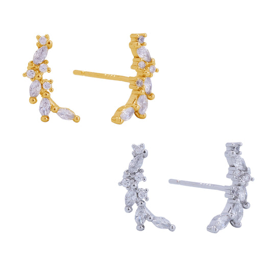 14K Gold/White Gold Dipped Climber Vine Post Earrings