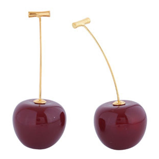 14K Gold Dipped Resin Cherry Earrings