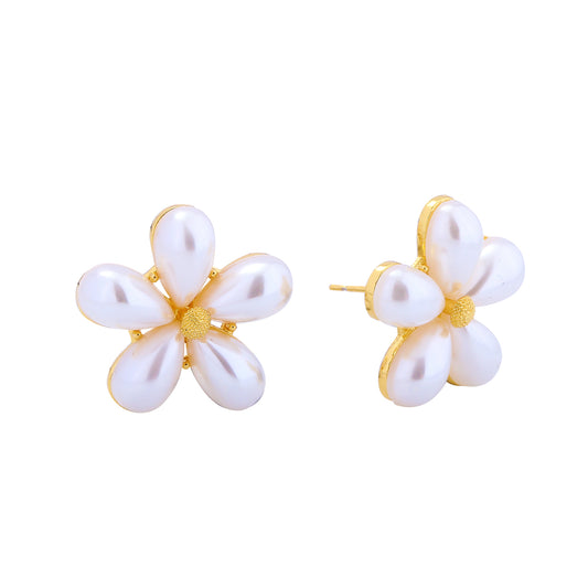 14K Gold Dipped Starburst Pearl Earrings