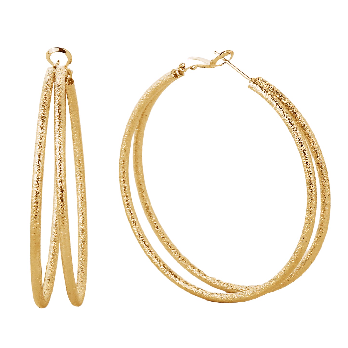 14K Gold/White Gold Dipped Omega Closure Hoop Earrings