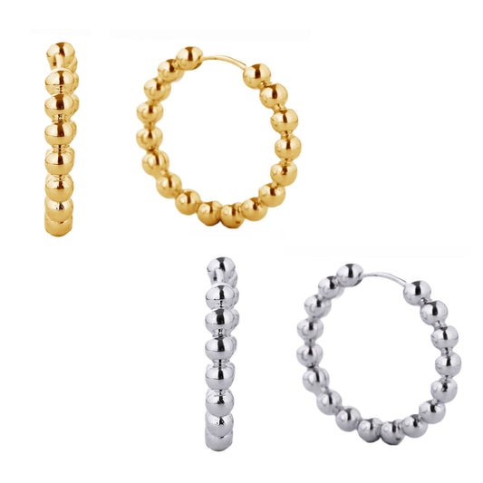 14K Gold/White Gold Dipped Huggie Hoop Earrings
