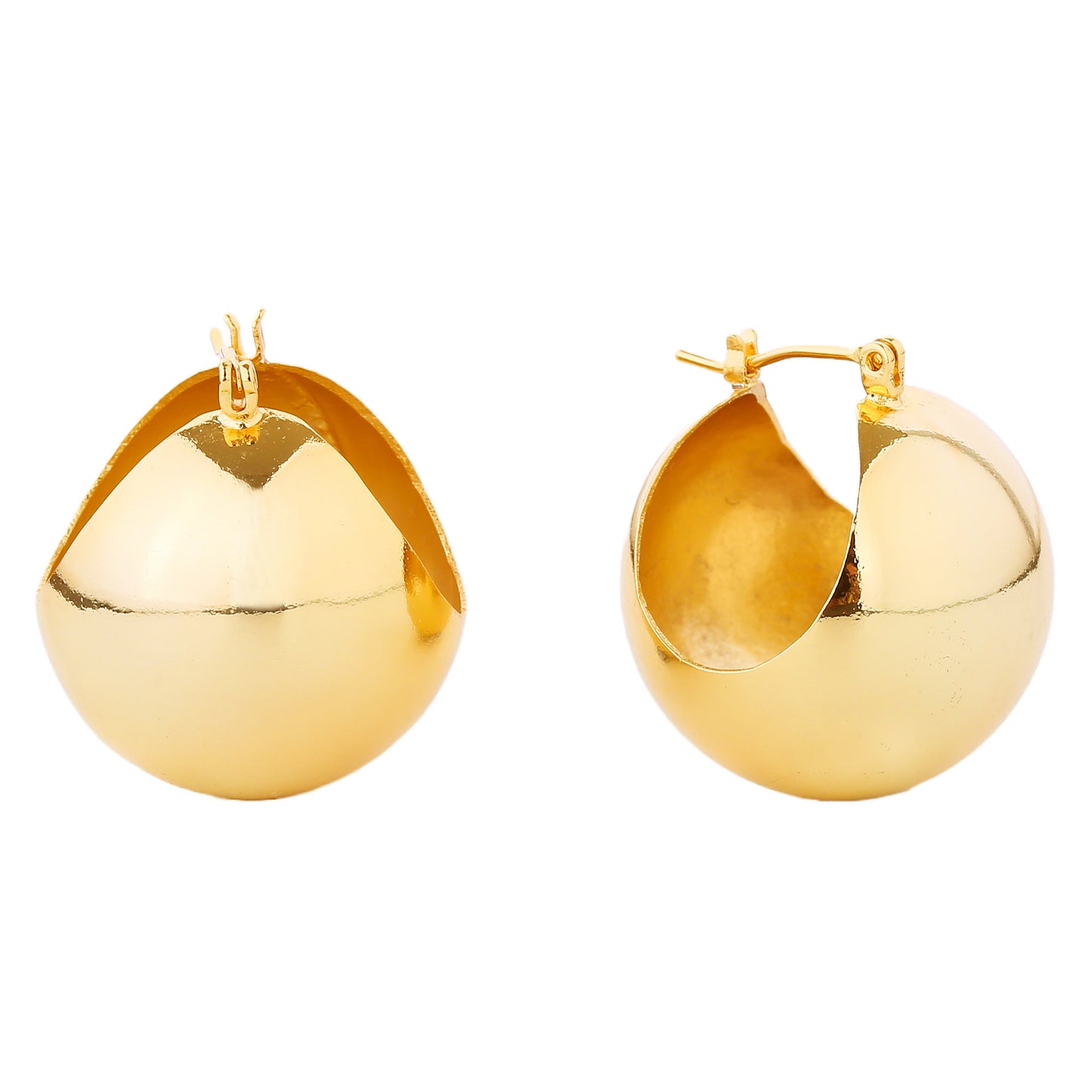 14K Gold/White Gold Dipped Ball Shape Pin Catch Earrings