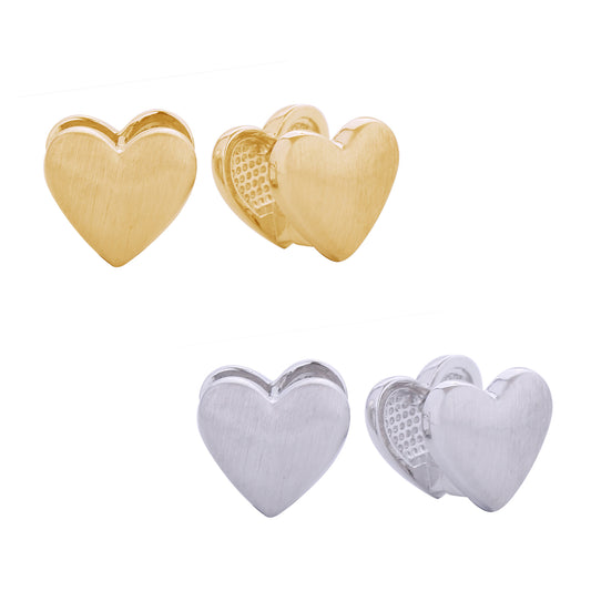 14K Gold/White Gold Dipped Simply Love Huggie Earrings