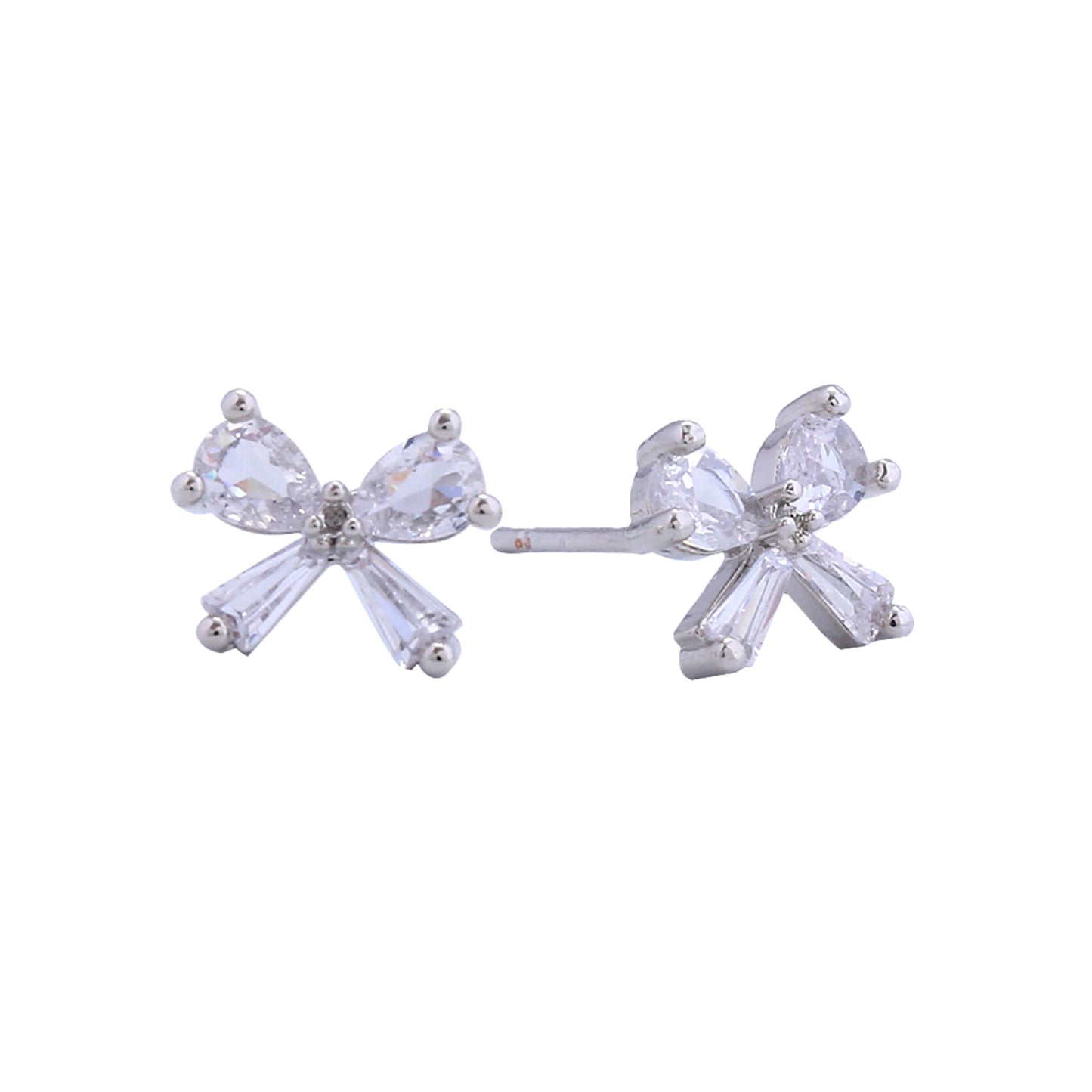 14K Gold/White Gold Dipped Tiny Bow Stud Earrings