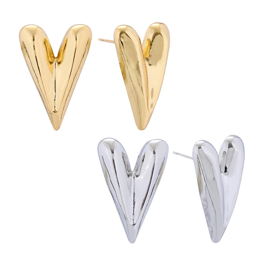 14K Gold/White Gold Dipped Sculpted Love Stud Earrings