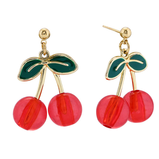 14K Gold Dipped Cherry Drop Earrings