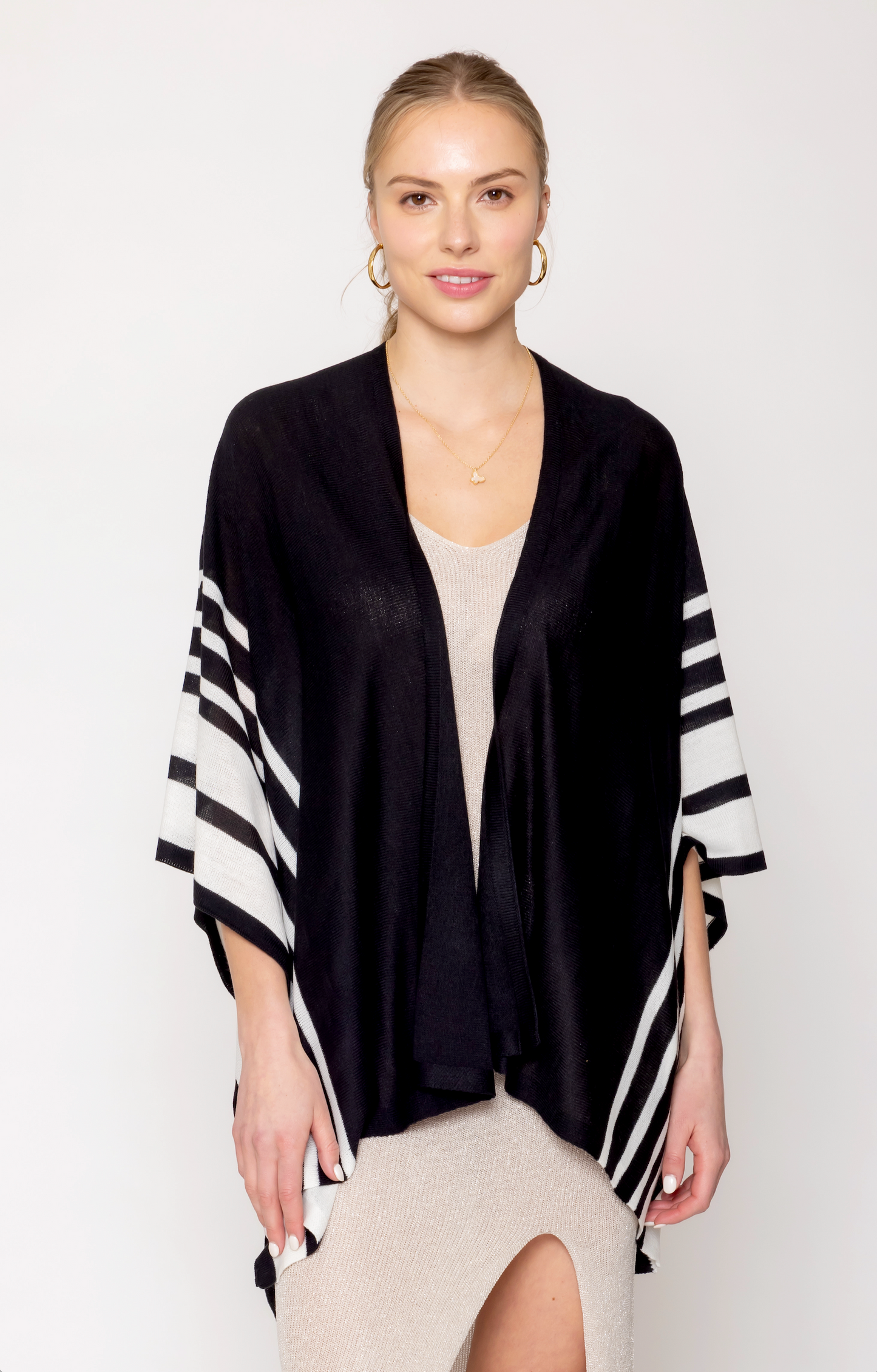 Two Tone Border Ruana