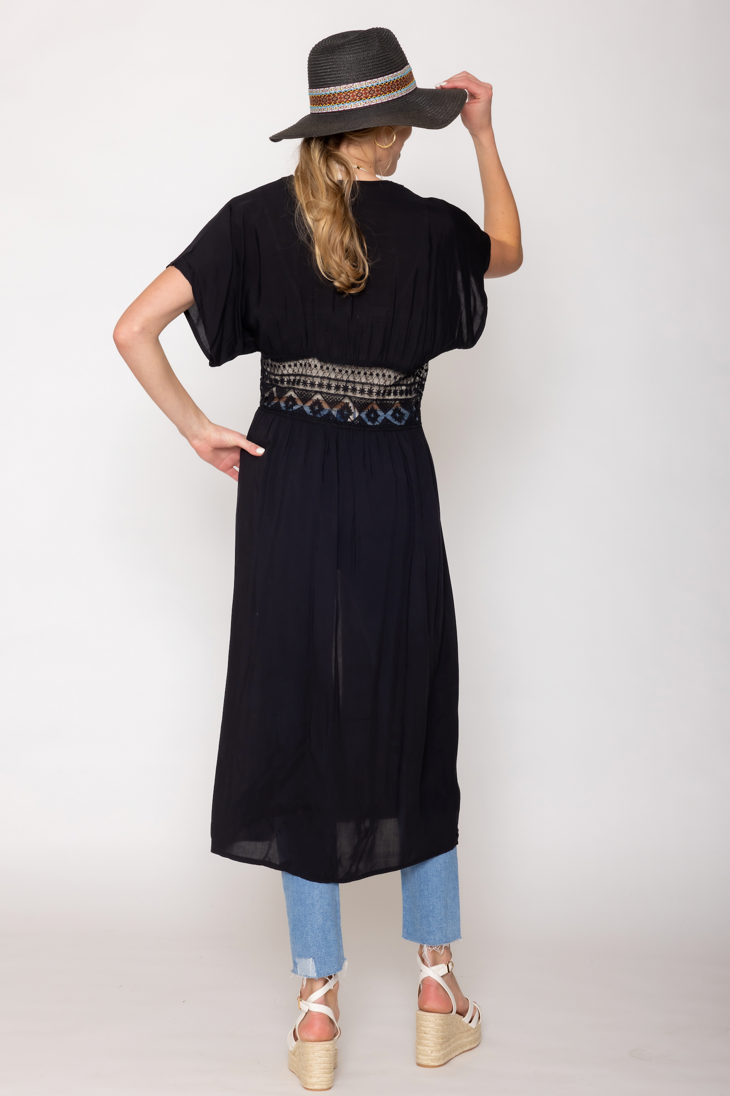 Lace Trim Long Cardigan