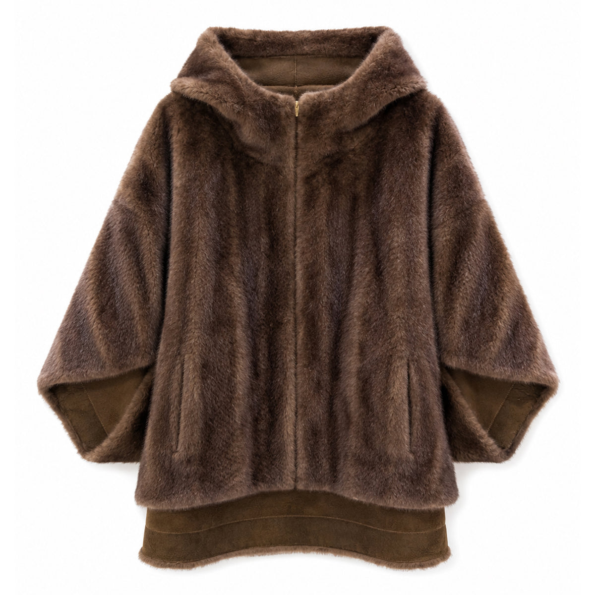 Reversible Snake-Texture Faux Fur Cape Jacket