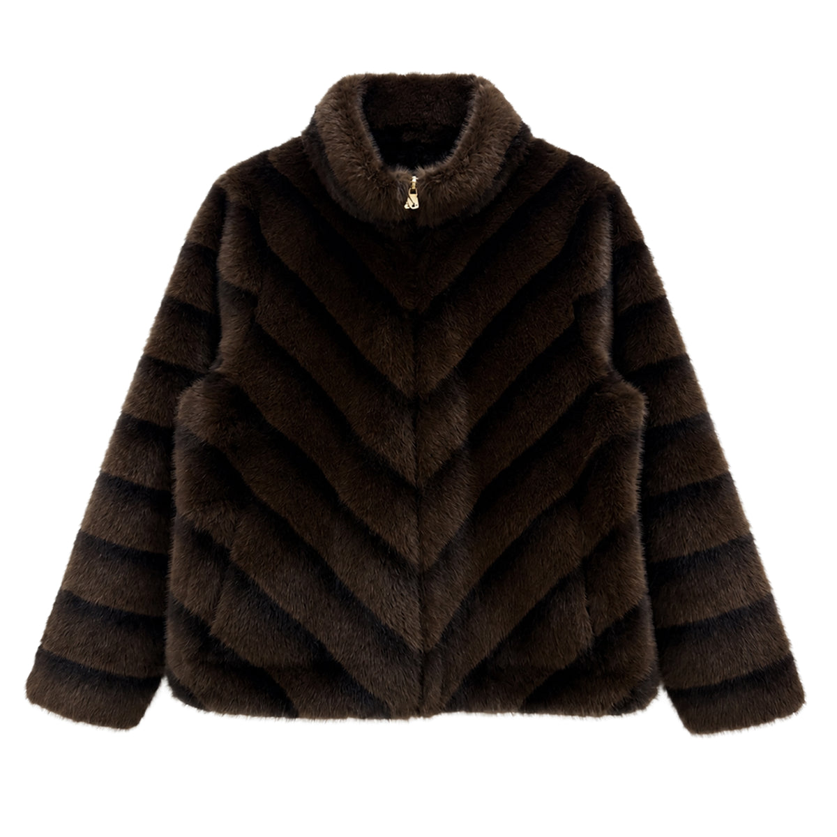Reversible Chevron Faux Fur Jacket