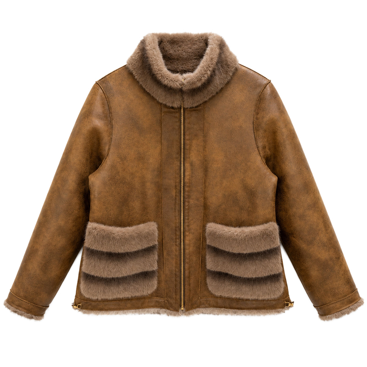 Reversible Chevron Faux Fur Jacket