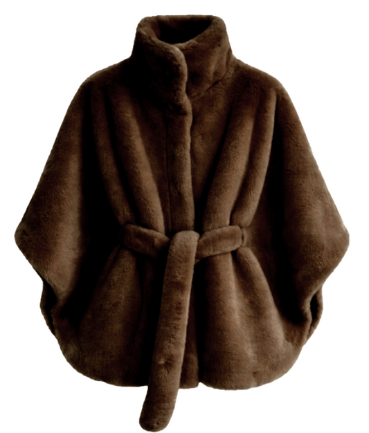 Belted Faux Fur Cape