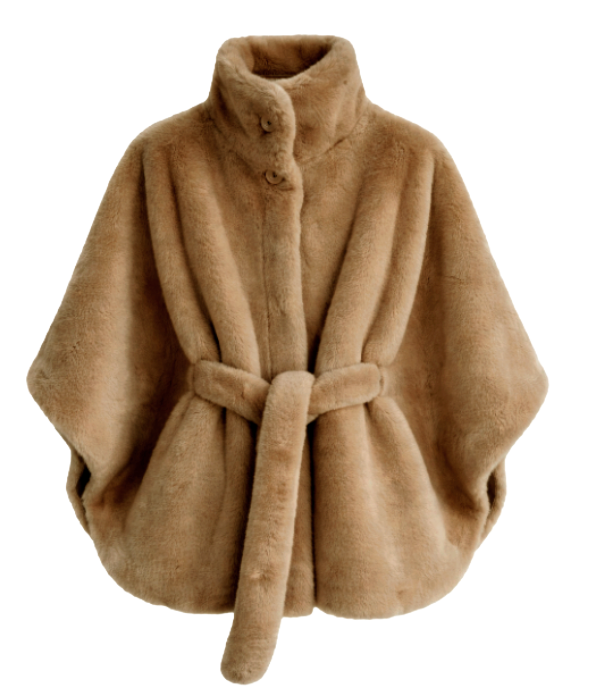 Belted Faux Fur Cape