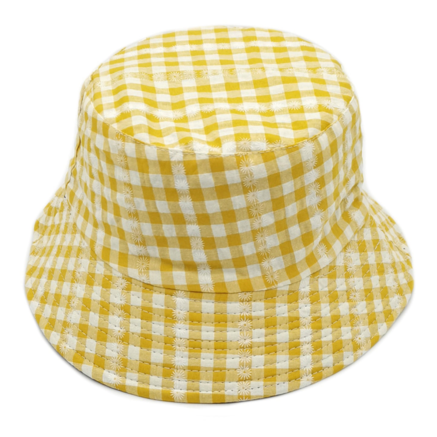 Flower Stripe Gingham Bucket Hat