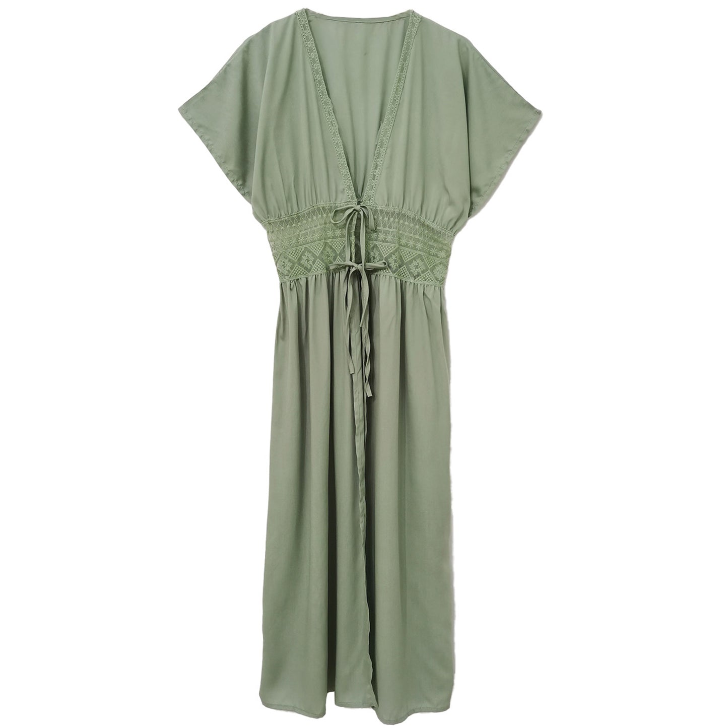 Lace Trim Long Cardigan