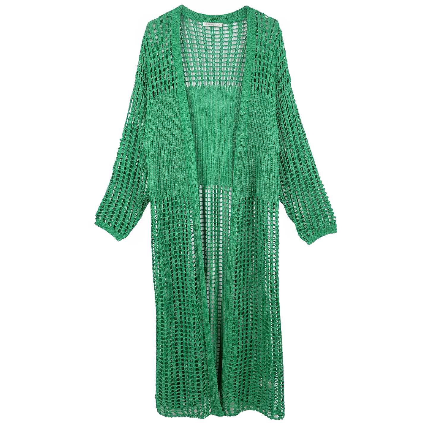 Chest Blocked Crochet Long Cardigan
