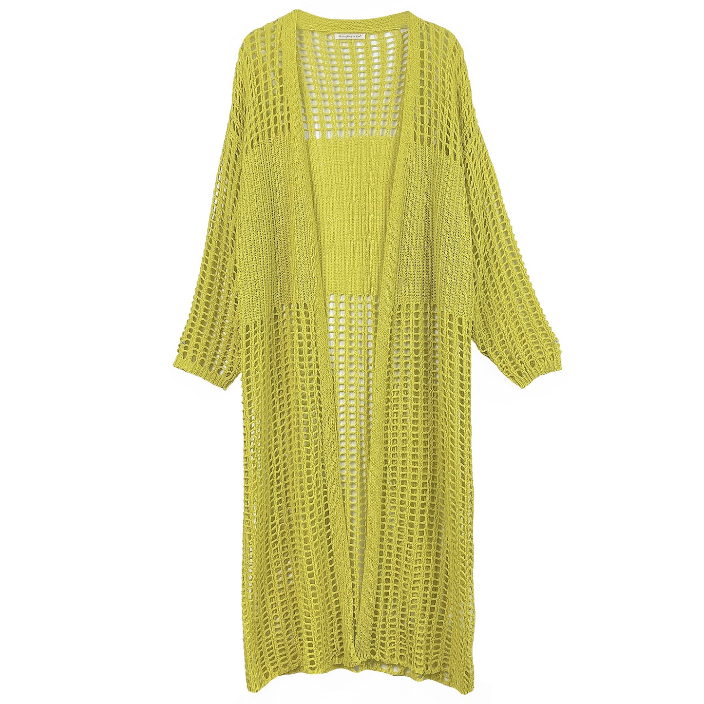 Chest Blocked Crochet Long Cardigan