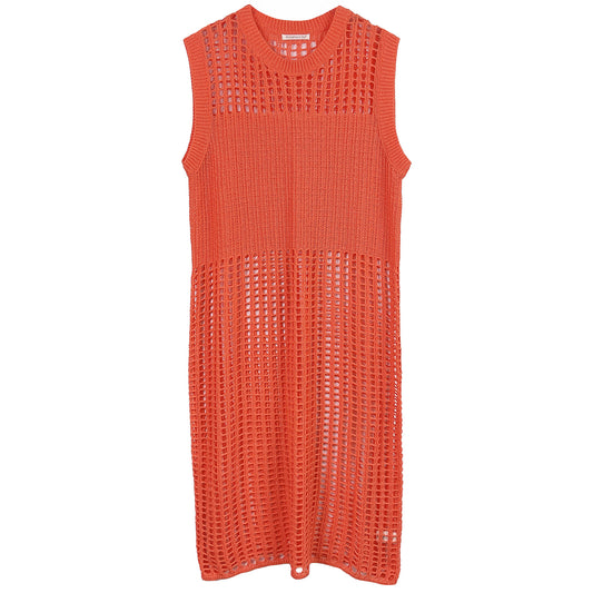 Chest Blocked Crochet Long Dress